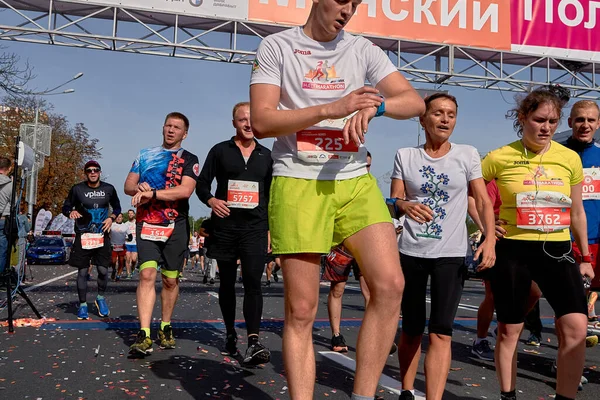 Septiembre 2018 Minsk Bielorrusia Media Maratón Minsk 2019 Foto Recortada — Foto de Stock