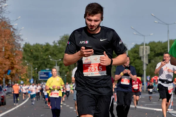 Eylül 2018 Minsk Belarus Yarı Maraton Minsk 2019 Bitiş Çizgisini — Stok fotoğraf