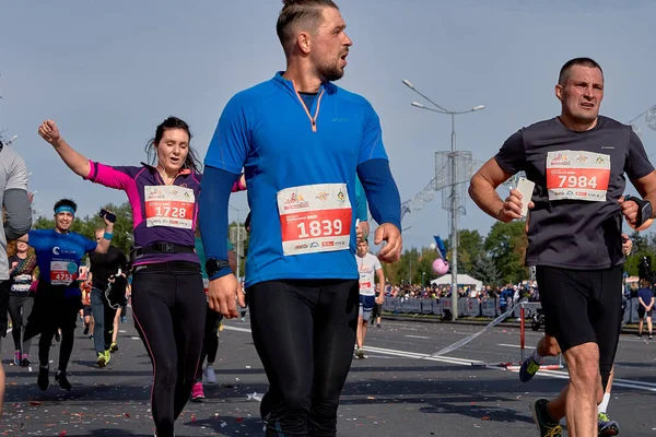 Eylül 2019 Minsk Belarus Taki Bir Maraton Yarışında Birçok Hızlı — Stok fotoğraf