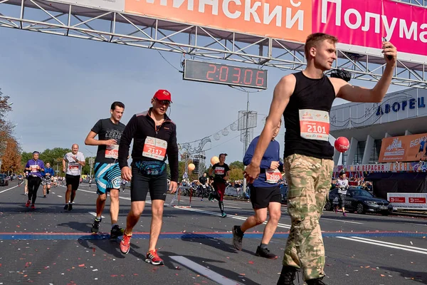 Septiembre 2018 Minsk Bielorrusia Media Maratón Minsk 2019 Grupo Corredores — Foto de Stock