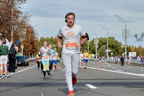 Septiembre 2019 Minsk Bielorrusia Una Carrera Maratónica Que Primer Plano — Foto de Stock