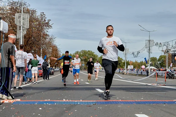 September 2019 Minsk Belarus Marathon Race Which Active Athlete Crosses — Fotografia de Stock