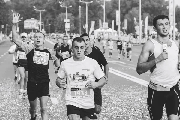 Settembre 2018 Minsk Bielorussia Mezza Maratona Minsk 2018 Bianco Nero — Foto Stock