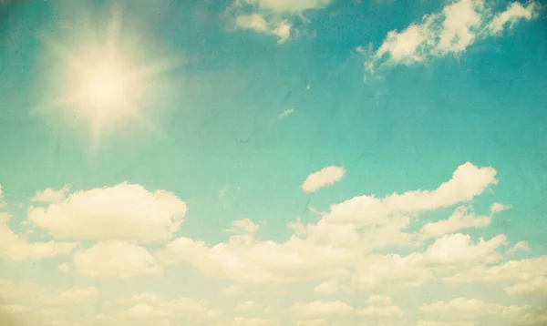Soleil Dans Ciel Bleu Avec Des Nuages Arrière Plan Météo — Photo