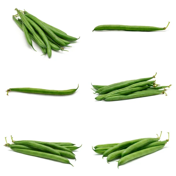 Haricots Verts Isolés Sur Fond Blanc — Photo