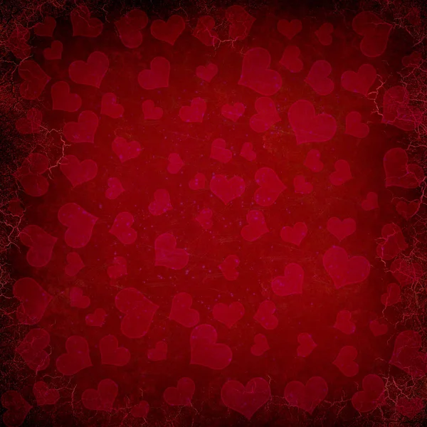 Vermelho Valentines Fundo Com Corações — Fotografia de Stock