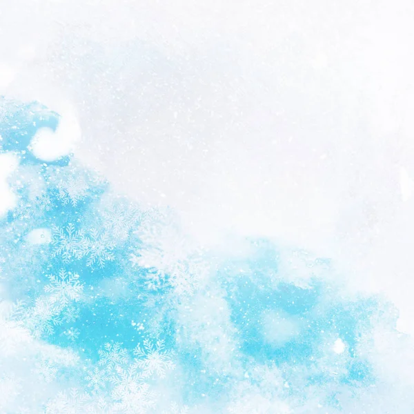 Inverno Sfondo Blu Neve Con Fiocchi Neve — Foto Stock