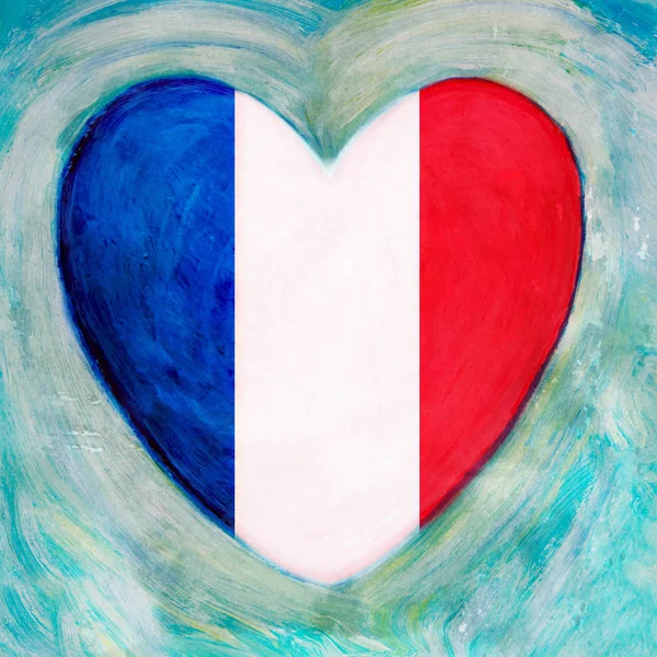 Francie Srdce Retro Vlajka — Stock fotografie