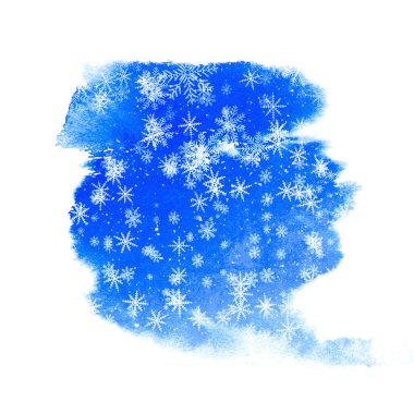 Mavi Noel arkaplanı ve kar taneleri