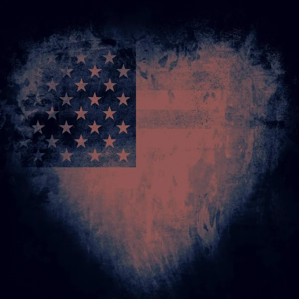 Kalp Şeklinde Grunge Amerikan Bayrağı Arka Planı Usa Flag — Stok fotoğraf