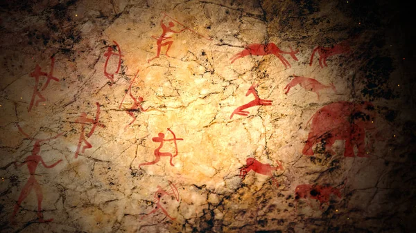 Primitive ancient drawings in an old cave