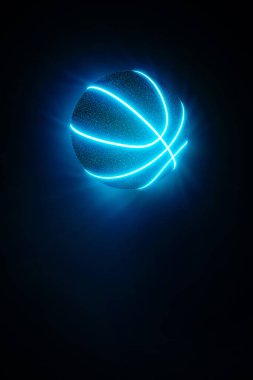 Parlak neon dikişli yaratıcı basketbolun 3 boyutlu canlandırması