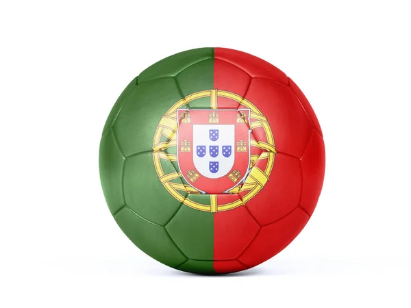 Futebol ou bola de futebol com Bandeira Portuguesa — Fotografia de Stock