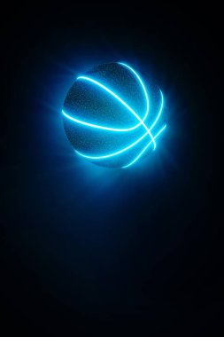 Parlak neon dikişli yaratıcı basketbolun 3 boyutlu canlandırması