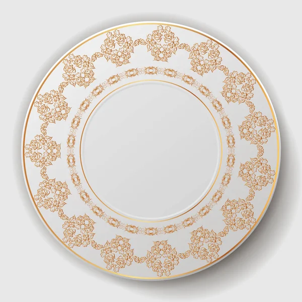 Decorative Plate Plate Gold Ornament Vector Illustration — Stock Vector