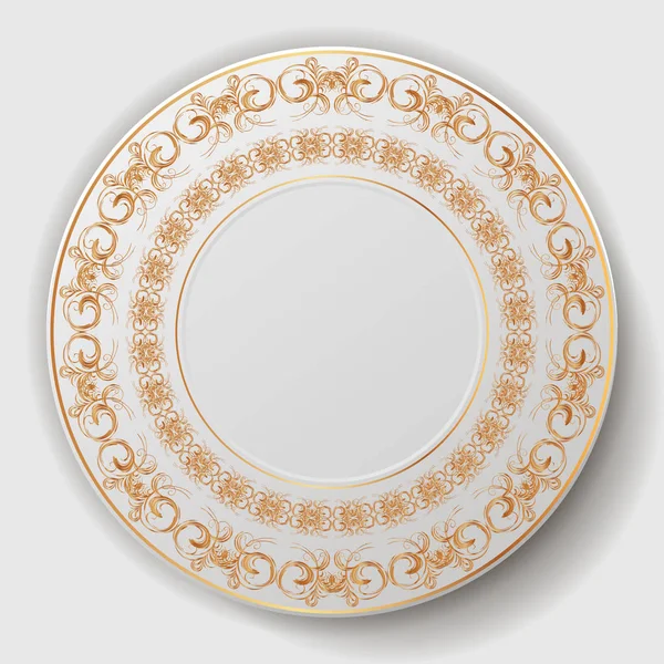 Decorative Plate Plate Gold Ornament Vector Illustration — Stock Vector