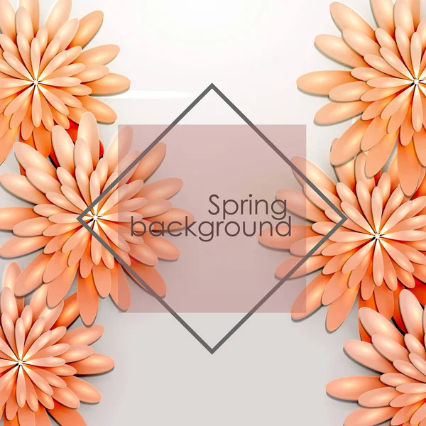 Spring Background Flowers Place Text Vector Illustration — Stock Vector