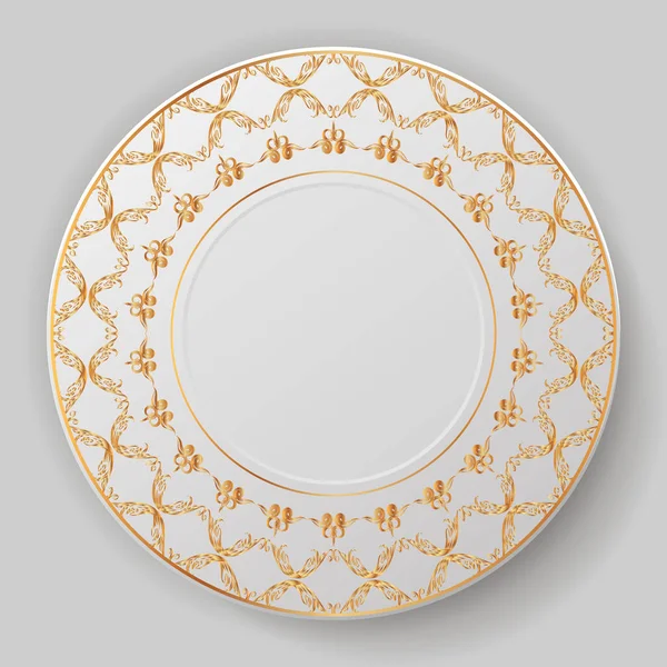 Decorative Plate Plate Gold Ornament Vector Illustration — Stock Vector