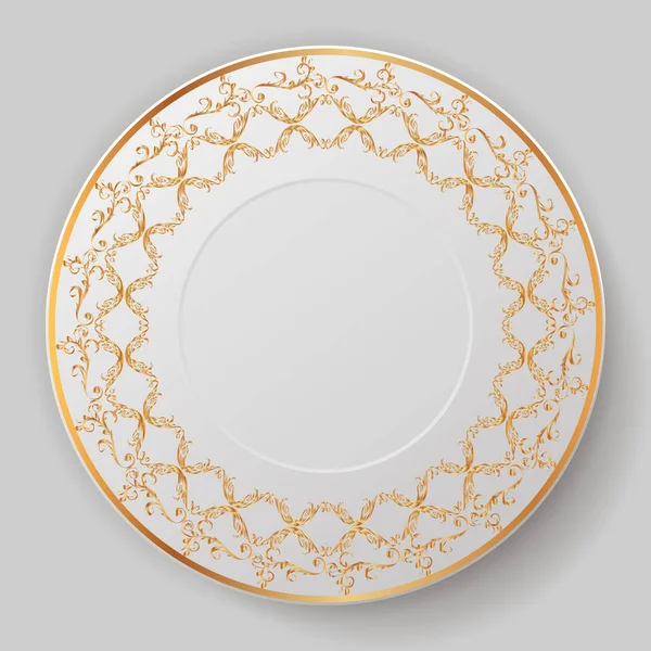 Decorative Plate Plate Gold Ornament Vector Illustration — Stock Vector