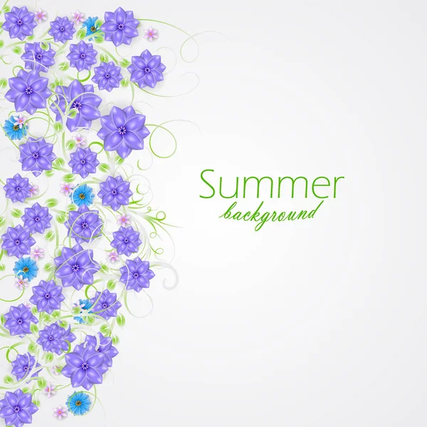 Letní Pozadí Květinami Místo Pro Text Vektorové Ilustrace — Stockový vektor