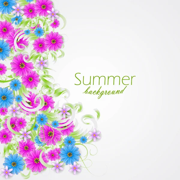 Letní Pozadí Květinami Místo Pro Text Vektorové Ilustrace — Stockový vektor