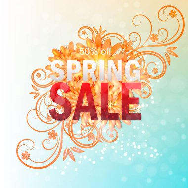 Çiçekli bahar satış arka plan. Vektör çizim