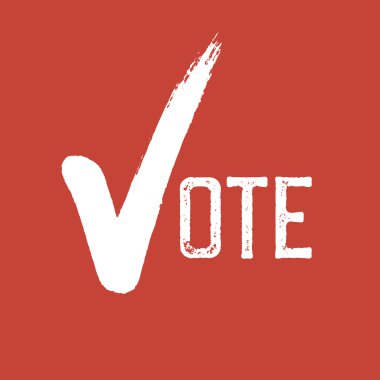 Oylama sembolü. Kırmızı zemin üzerine