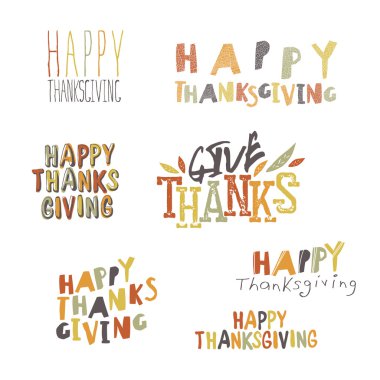Şükran günü letterings kümesi tebrik