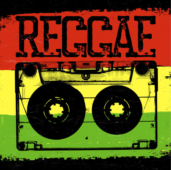 Audiocassette and Reggae lettering