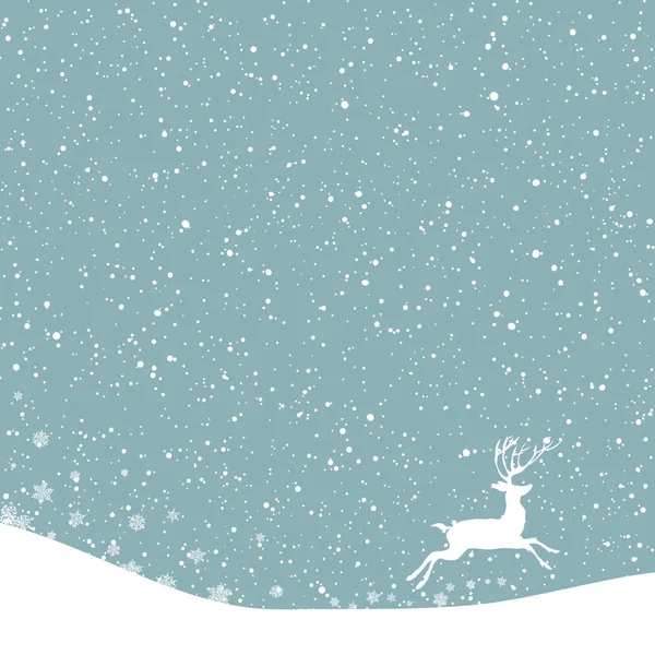 Tarjeta con ciervos y copos de nieve — Archivo Imágenes Vectoriales