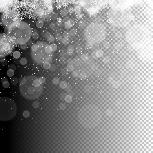 Abstracte transparante achtergrond met sneeuwvlokken — Stockvector