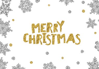 İçinde kar taneleri olan bir Noel kartı.