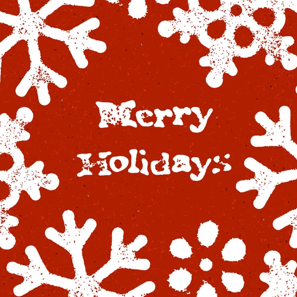 Carte postale de Noël avec flocons de neige — Image vectorielle