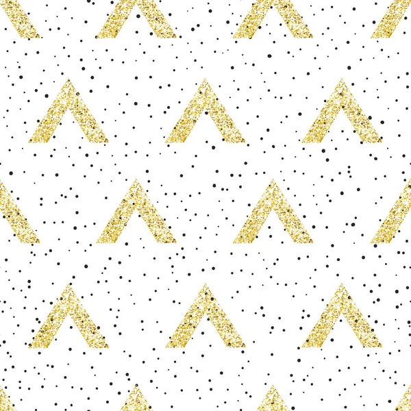 Gold geometrische Dreiecke mit Punkten — Stockvektor