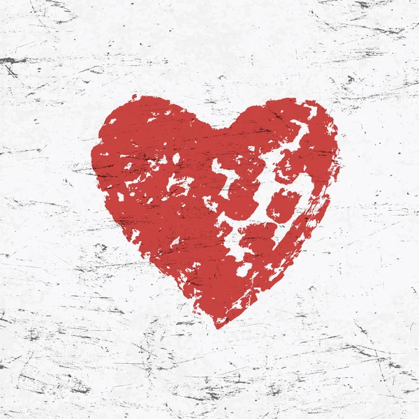 Grunge červené srdce — Stockový vektor