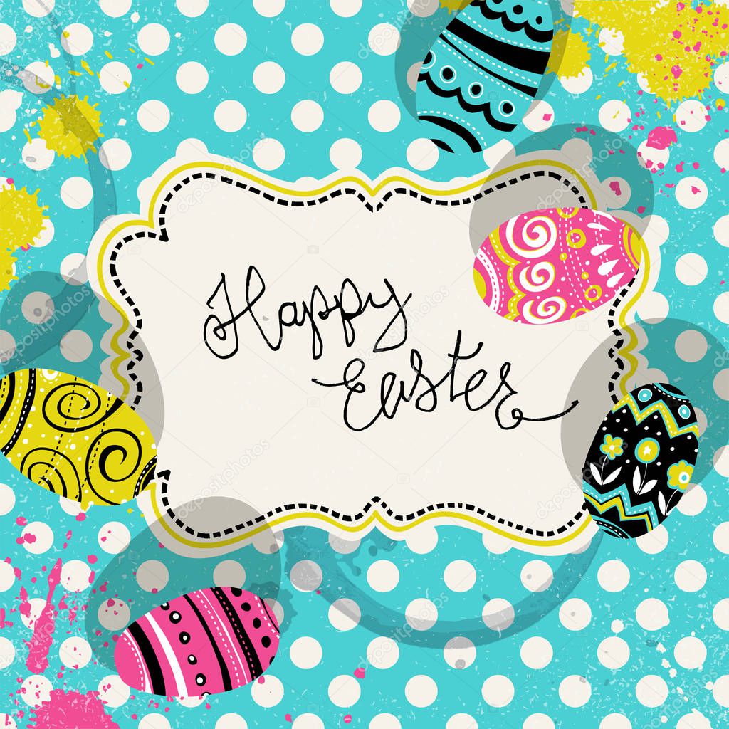 Happy Easter retro greeting card  