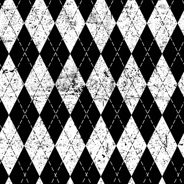 Patrón de argyle texturizado monocromo — Vector de stock