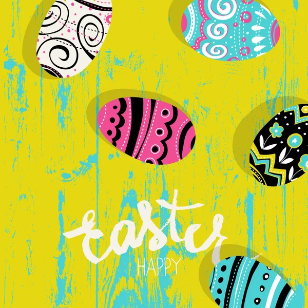 Joyeuse carte de vœux de Pâques avec oeufs — Image vectorielle