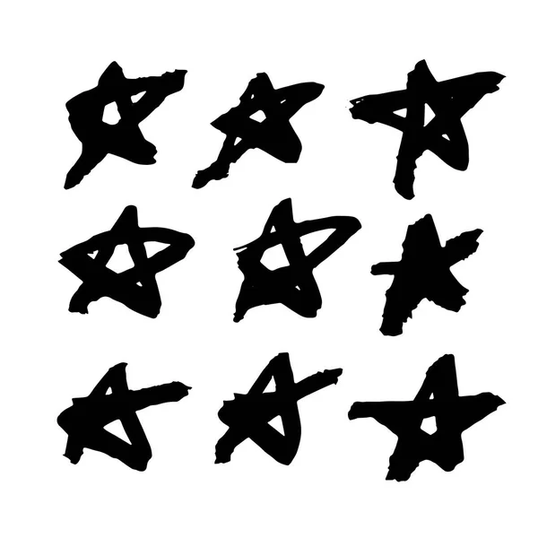 Sketchy grunge black star shapes — Stock Vector