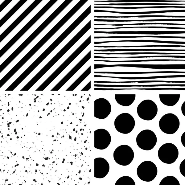 Set of monochrome black and white patterns — Stock Vector