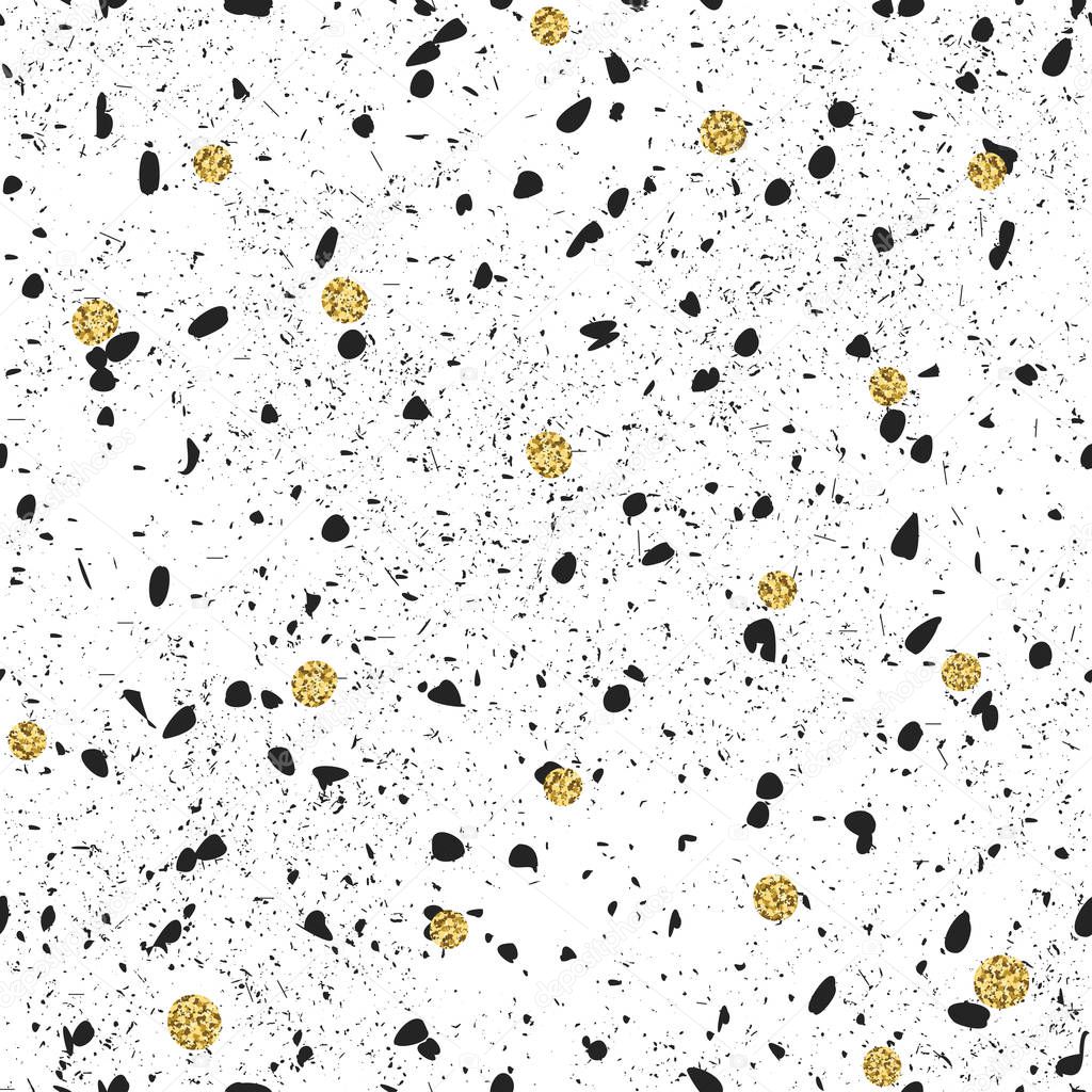 textured pattern with chaotic golden particles
