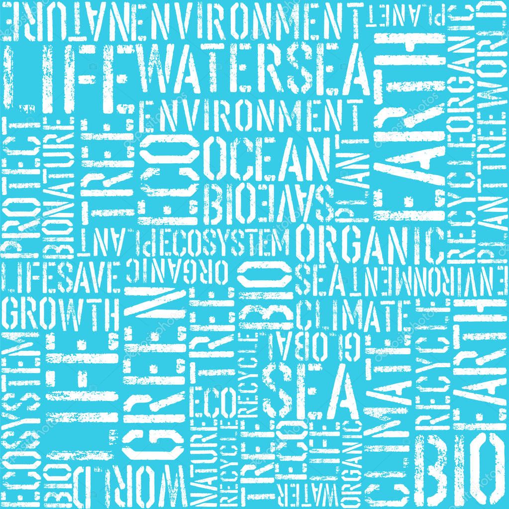 Earth day words theme seamless pattern 