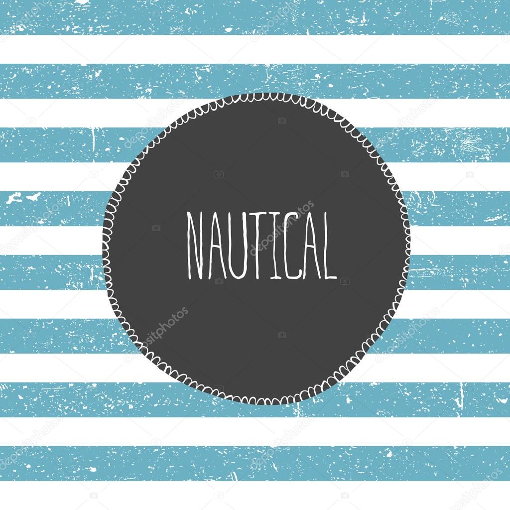Marine background. Blue lines pattern. Nautical card design