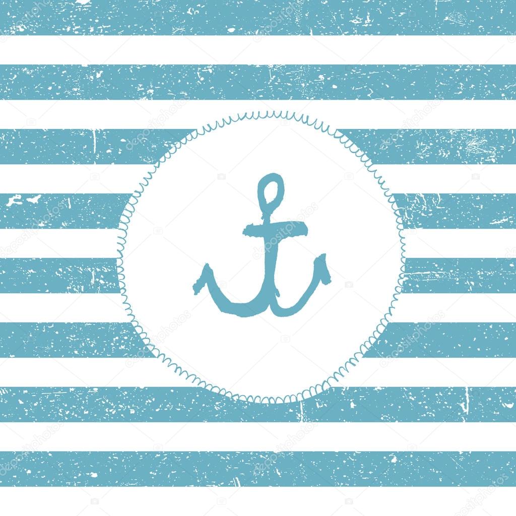 Marine background. Blue lines pattern. Nautical card design