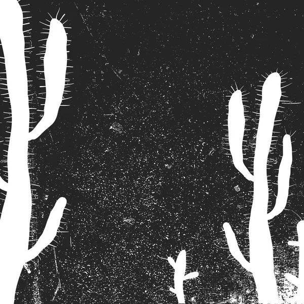 Grunge Cactus noir et blanc — Image vectorielle