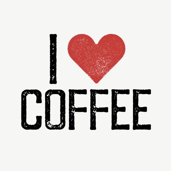"Eu amo café "texto com coração vermelho . — Vetor de Stock