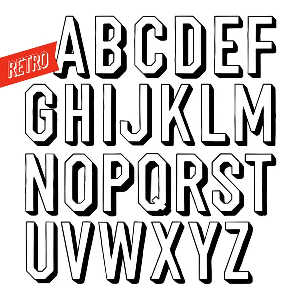 Handgemaakte retro lettertype. — Stockvector