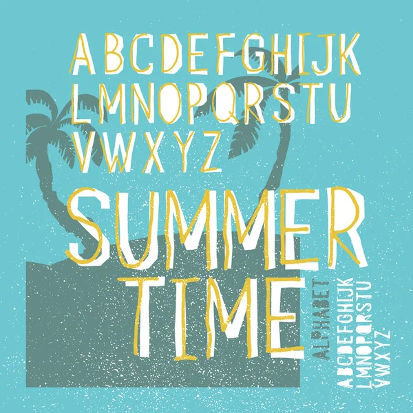 Summer time  alphabet. — Stock Vector