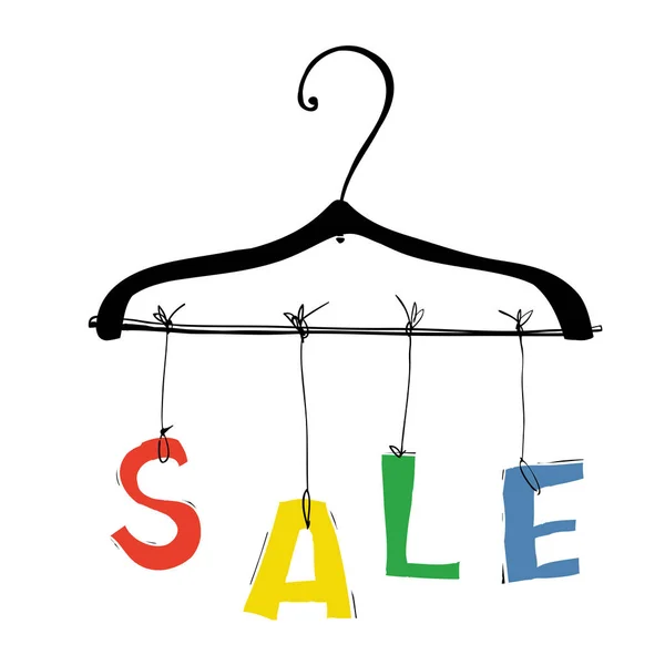 Kleiderbügel und Wort "Verkauf" — Stockvektor