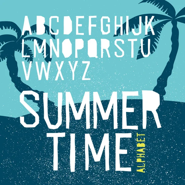 Summer time  alphabet. — Stock Vector
